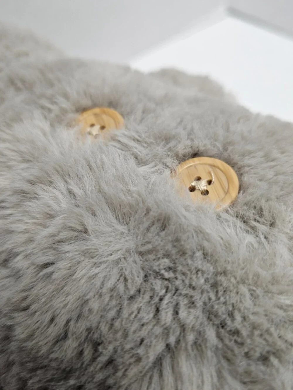 Rabbit Bunny Weighted Button Closure Plush Soft Gray Cream Animal KM 2330